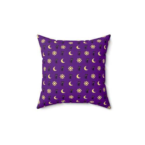 Midnight Feline Faux Suede Square Pillow