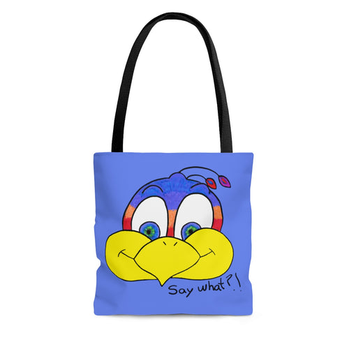 Say what?! light blue AOP Tote Bag