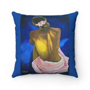 Sitting woman by Gina Spun Polyester Square Pillow