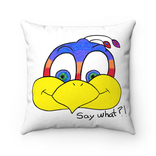 Say what?! Faux Suede Square Pillow