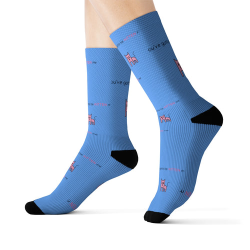 You've gotta be kitten me! light blue Sublimation Socks